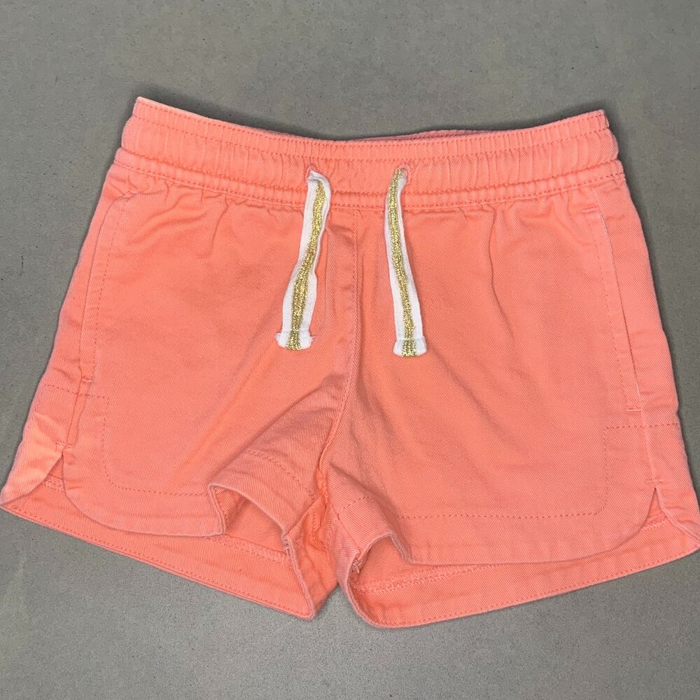 Crewcuts Coral Pull-On Shorts Size 2 Girls Summer Shorts Gold Drawstring